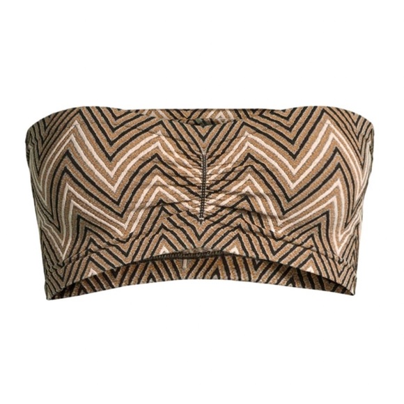 NWT Free People Desert Days Seamless Ruched Bandeau Natural Combo Boho Zig Zag - Picture 5 of 7